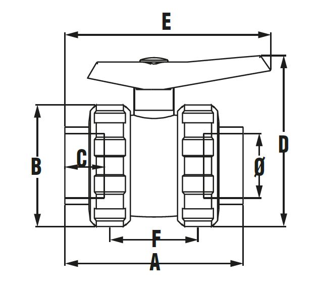 Robinet cu bilă LIP/LIP PTFE