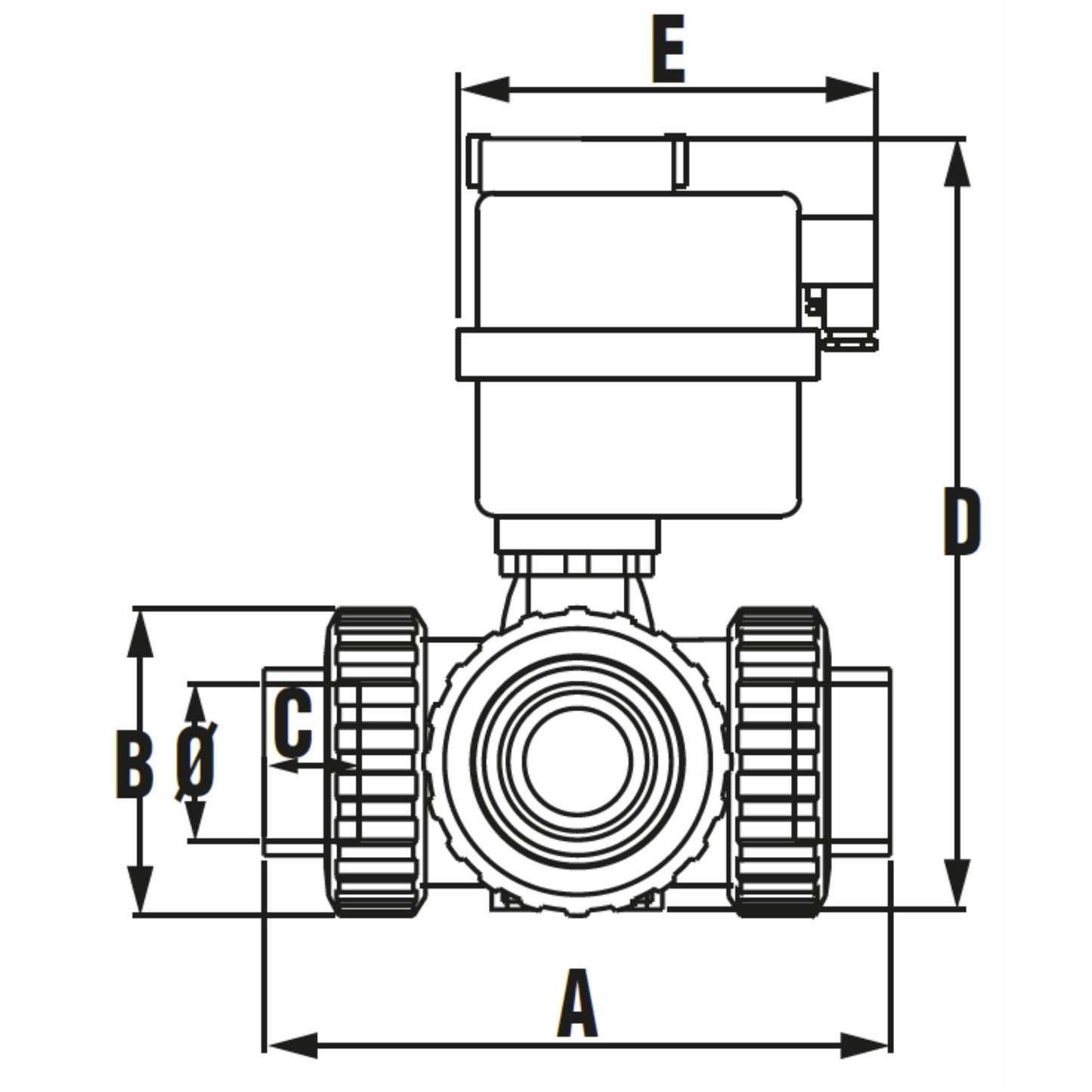 Robinet cu bilă 3 căi acurator electric PTFE