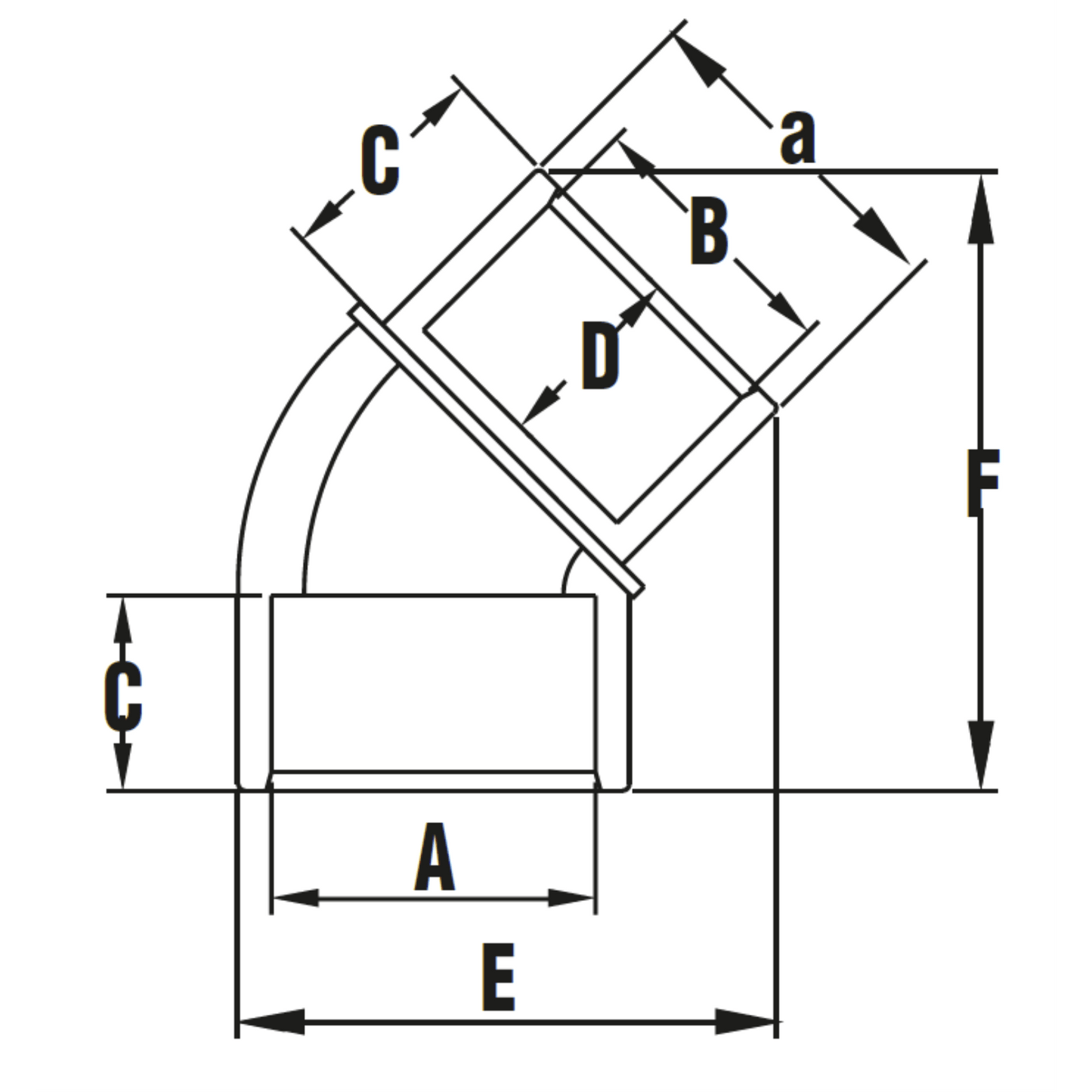 Cot PVC 45°EXT/INT