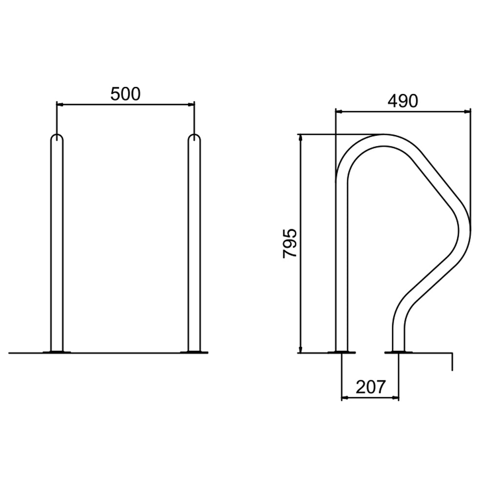 Balustradă 795 x 490mm, INOX316 - 1 pereche
