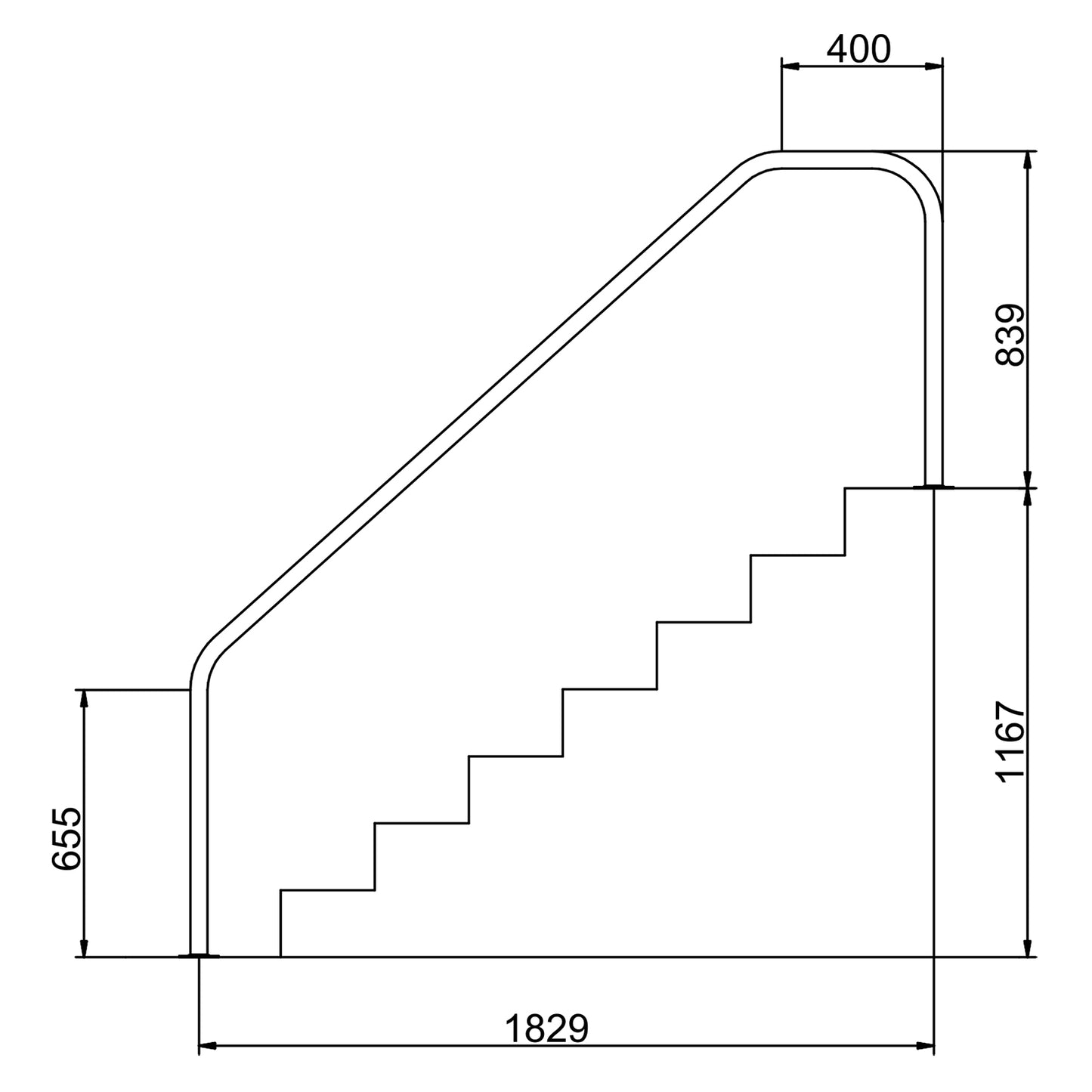 Balustradă FX-06 1167 x 1829 - 460mm INOX316L